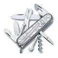 Victorinox Climber Swiss Army Pocket Knife, Medium, Multi Tool, 14 Functions, Blade, Bottle Opener, Silver Transparent