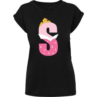 F4NT4STIC, Extended Shoulder T-Shirt Disney Alphabet S Is For Sleeping Beauty Dornröschen in schwarz, Shirts für Damen Gr. M