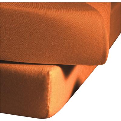 Spannbettlaken FLEURESSE "Ines hochwertiger Jersey aus reiner Baumwolle", orange (terra), B:200cm L:200cm, Jersey, Obermaterial: 100% Baumwolle, Laken, aus Baumwolle, für Matratzen bis 23 cm Höhe, Bettlaken, Spannbetttuch Image