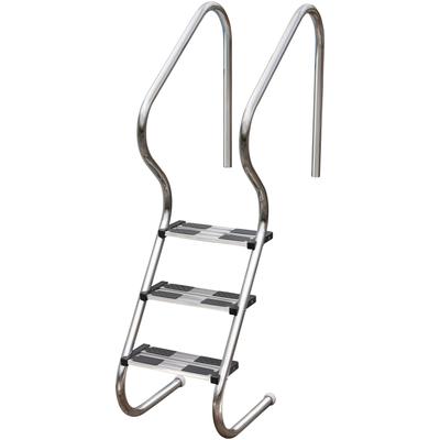Poolleiter GRE "Easy Entry Stainless Steel EIE30", grau (stahlgrau), B:50cm H:183,5cm, Stahl, Leitern, BxH: 50x183,5 cm