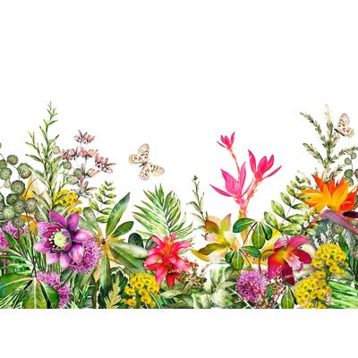 LIVING WALLS Fototapete "Flower Power Vlies" Tapeten Fototapete Blumen Tapete Floral Weiß Bunt 3,50 m x 2,55 m Tapete Gr. B/L: 3,5 m x 2,55 m, bunt