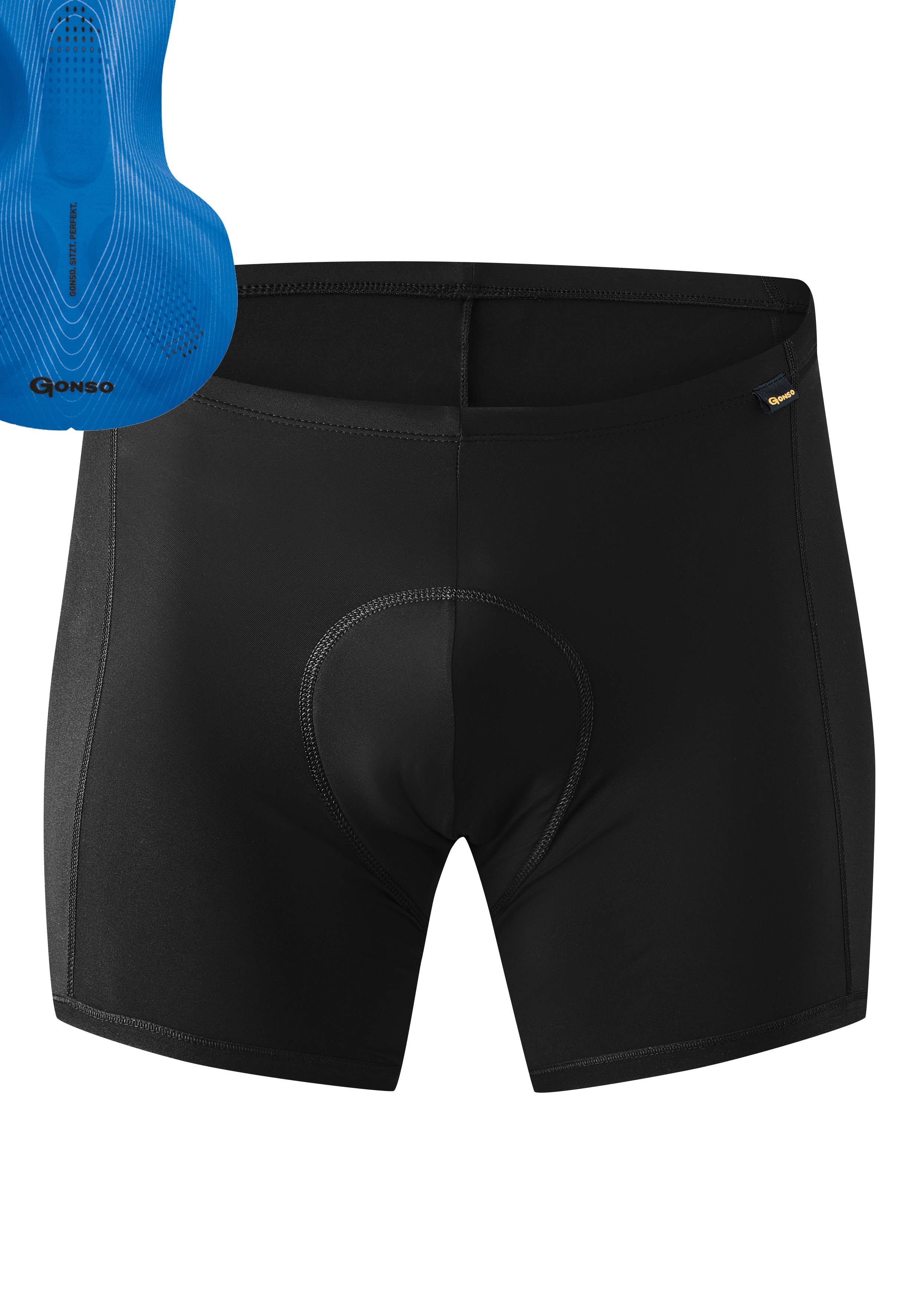 Fahrradhose GONSO "Sitivo U M", Herren, Gr. M, Normalgrößen, blau, 92% Polyamid, 8% Elastan, Hosen, Herren Fahrradunterhose, atmungsaktive Radhose, Sitzpolster, Tight Fit Image