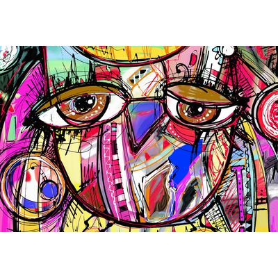 Fototapete PAPERMOON "Abstrakt Gesicht", bunt, B:3,50m L:2,60m, Vlies, Tapeten Image