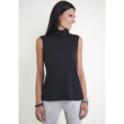 Tanktop SEIDEL MODEN, Damen, Gr. 46, schwarz, Jersey, Obermaterial: 96% Viskose, 4% Elasthan, unifarben, casual, figurumspielend hüftlang, ohne Ärmel, Tops, mit Rollkragen MADE IN GERMANY Image