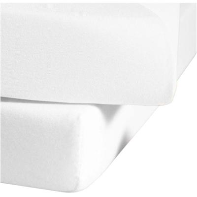 Spannbettlaken FLEURESSE "Jenny C aus feinfädigem Mako-Jersey", weiß, B:90-100cm L:220cm, Mako-Jersey, Obermaterial: 100% Baumwolle, Laken, für Matratzen bis 23 cm Höhe Image