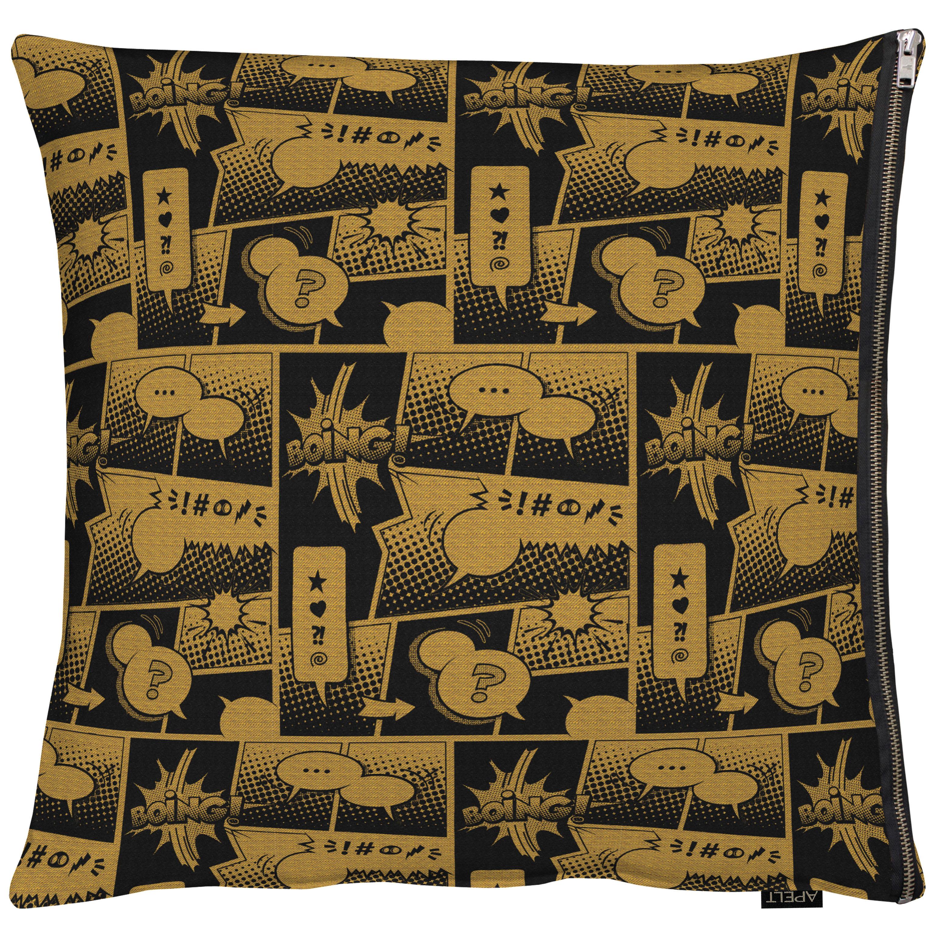 Dekokissen APELT "Comic" Gr. 1, schwarz (schwarz, kupferfarben, gemustert), B:66 H:5 L:66, Polyester, Dekokissen_Sitzkissen_Kissenhüllen, Kissenhülle ohne Füllung, 1 Stück Image