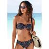 Bügel-Bandeau-Bikini-Top S.OLIVER "Milly", Damen, Gr. 36, Cup C, schwarz (schwarz, bedruckt), Polyamid, floral, Bikini-Oberteile, mit Blumenprint