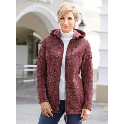 Kapuzenfleecejacke CASUAL LOOKS, Damen, Gr. 46, rot (bordeaux, meliert), 100% Polyester, meliert, unifarben, figurumspielend, Langarm, Jacken Image