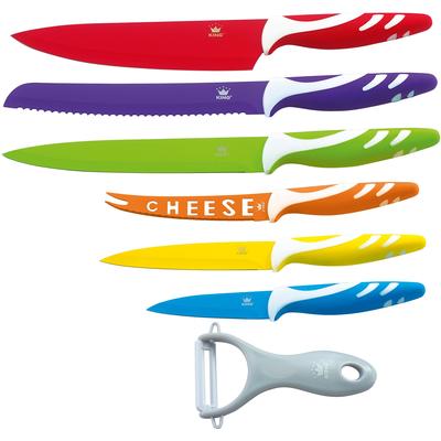 Messer-Set KING "FRUTI", bunt, Spezialklingenstahl, Stahl, Kochmesser-Sets, inklusive Schäler und mit speziellem Käsemes