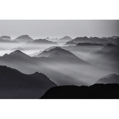 Fototapete PAPERMOON "Photo-Art ALES KRIVEC, BERGSCHICHTEN", bunt, B:4,50m L:2,80m, Vlies, Tapeten