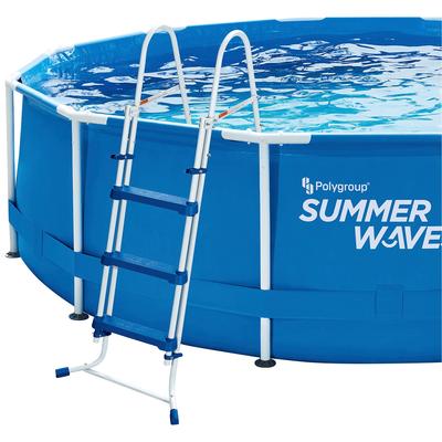 Poolleiter SUMMERWAVES, weiß (weiß, blau), H:91cm L:91cm, Stahl, Kunststoff, Leitern, für Aufstellpools bis 90 cm Höhe