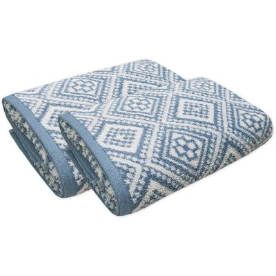 Handtuch Set FRAMSOHN FROTTIER "Arabeske", blau (beige, rauchblau, blau, naturweiß), B:50cm L:100cm, Walkfrottier, Obermaterial: 100% Baumwolle, Handtücher (Packung), skandinavisch gemustert, hergestellt in Österreich Image