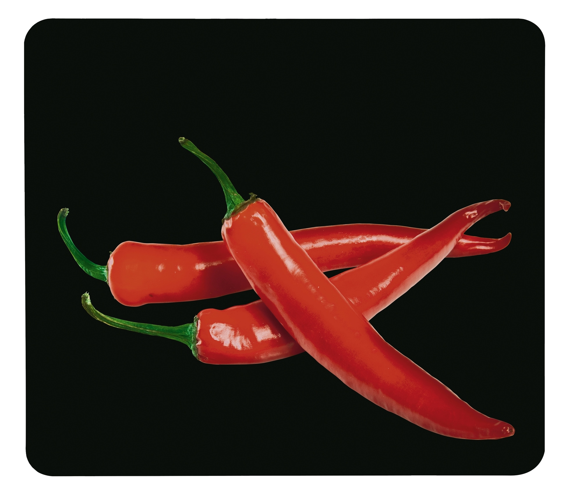 Herd-Abdeckplatte WENKO "Modell Hot Peperoni", schwarz (schwarz, rot), B:56cm L:50cm, Glas, Herdabdeckplatten, Spritzschutz, Herdblende, Schneidbrett, für Glaskeramik-Kochfelder Image