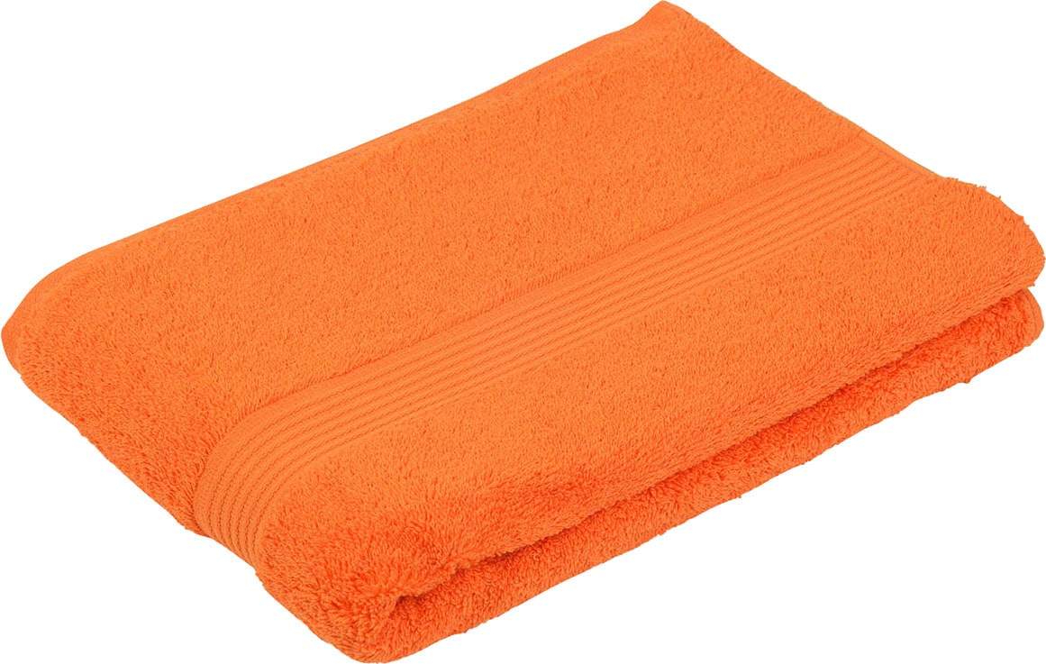 Badetuch GÖZZE "New York", orange, B:100cm L:150cm, Frottier, Obermaterial: 100% Baumwolle, Handtücher, moderne Uni-Farben, strukturierte Borte, 100% Baumwolle, in 2 Größen