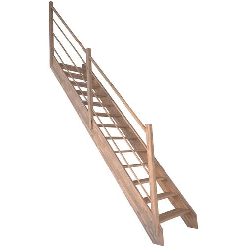 „STARWOOD Raumspartreppe „“Massivholz Rhodos, Holz-Holz Design Geländer Links““ Treppen Durchgehende Wangenteile Gr. gerade, beige (natur) Treppen“
