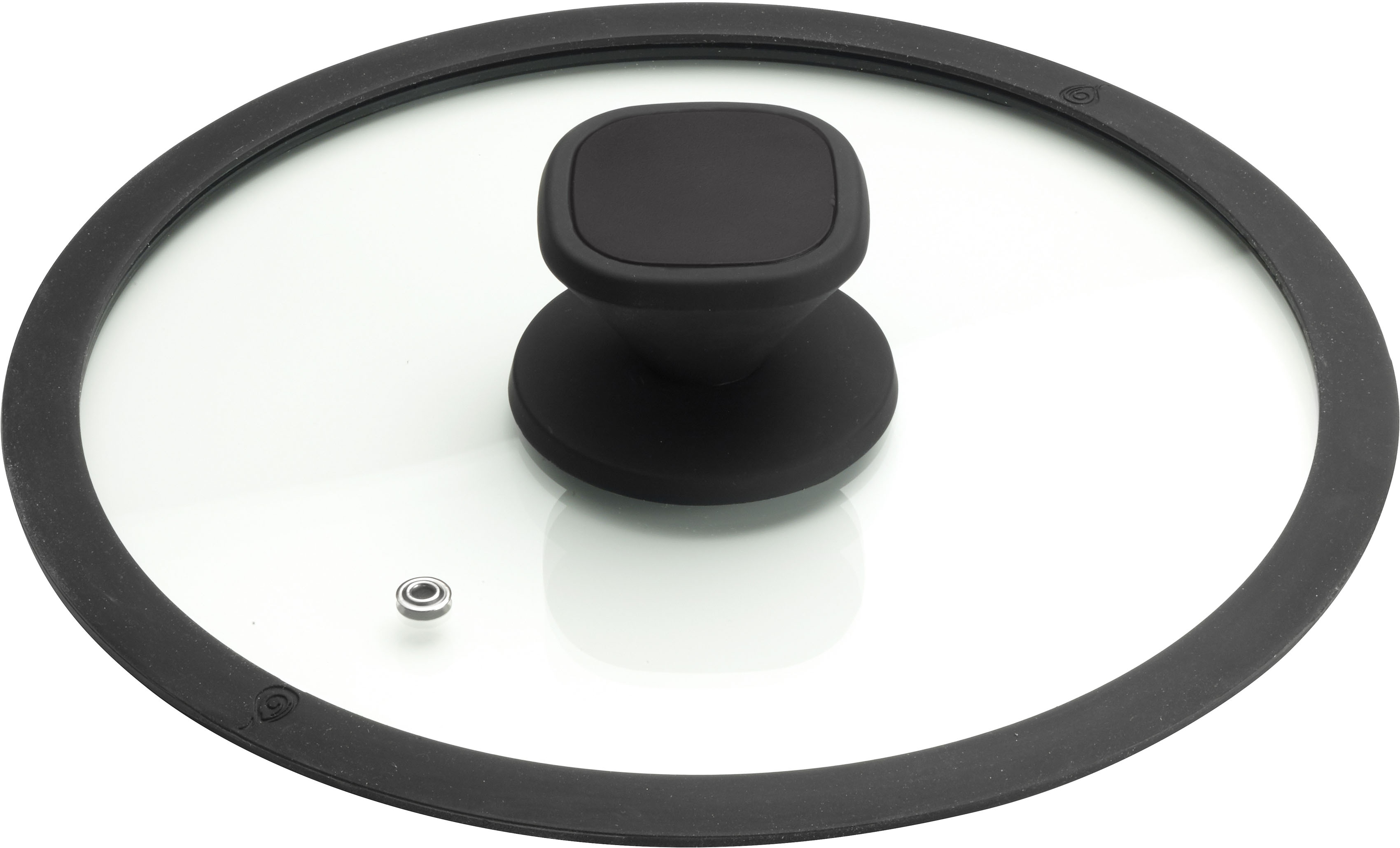 Deckel PINTINOX "Pinti Pro", schwarz (transparent, edelstahlfarben, schwarz), Ø:24cm, Edelstahl, Glas, Kunststoff, Deckel, Topfdeckel, mit Kunsttoffknaupf, spülmaschinengeeignet Image