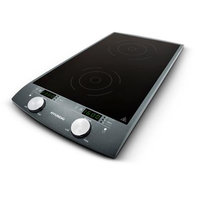 HYUNDAI Doppel-Induktionskochplatte "IND233", schwarz, B:7,5cm H:31cm T:60,5cm, Kochplatten, Durchmesser 13–18 cm, 2x900W, LED Display, 10 wählbare Heizstufen