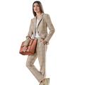 Jackenblazer HEINE "Blazer" Gr. 40, beige (ecru, sesam, kariert) Damen Blazer