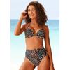 Bikini-Hose S.OLIVER "Milly", Damen, Gr. 38, N-Gr, schwarz (schwarz, bedruckt), Polyamid, floral, Badehosen, mit abnehmbarem Gürtel