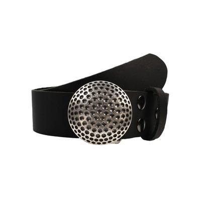 Ledergürtel, Damen, Gr. 85, schwarz, Leder, RETTUNGSRING BY SHOWROOM 019, unifarben, casual,modisch, Gürtel, mit austauschbarer Schließe »Golfball Silber« Image