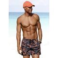 Badeshorts BENCH. "Jones", Herren, Gr. S (46/48), N-Gr, orange (schwarz, orange), Polyester, bedruckt, Badehosen, in Tarnfarben