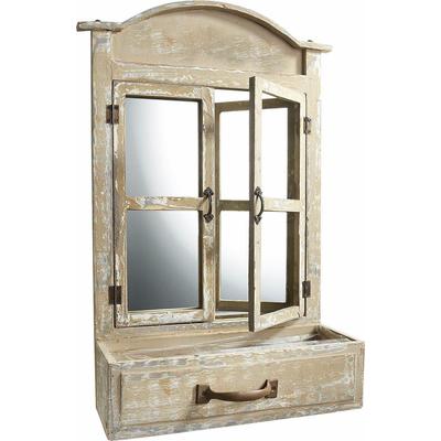 Dekospiegel LOCKER, grau (graubraun), B:36cm H:54cm T:13cm, Massivholz, Spiegel, Wandspiegel, mit Ablage Image