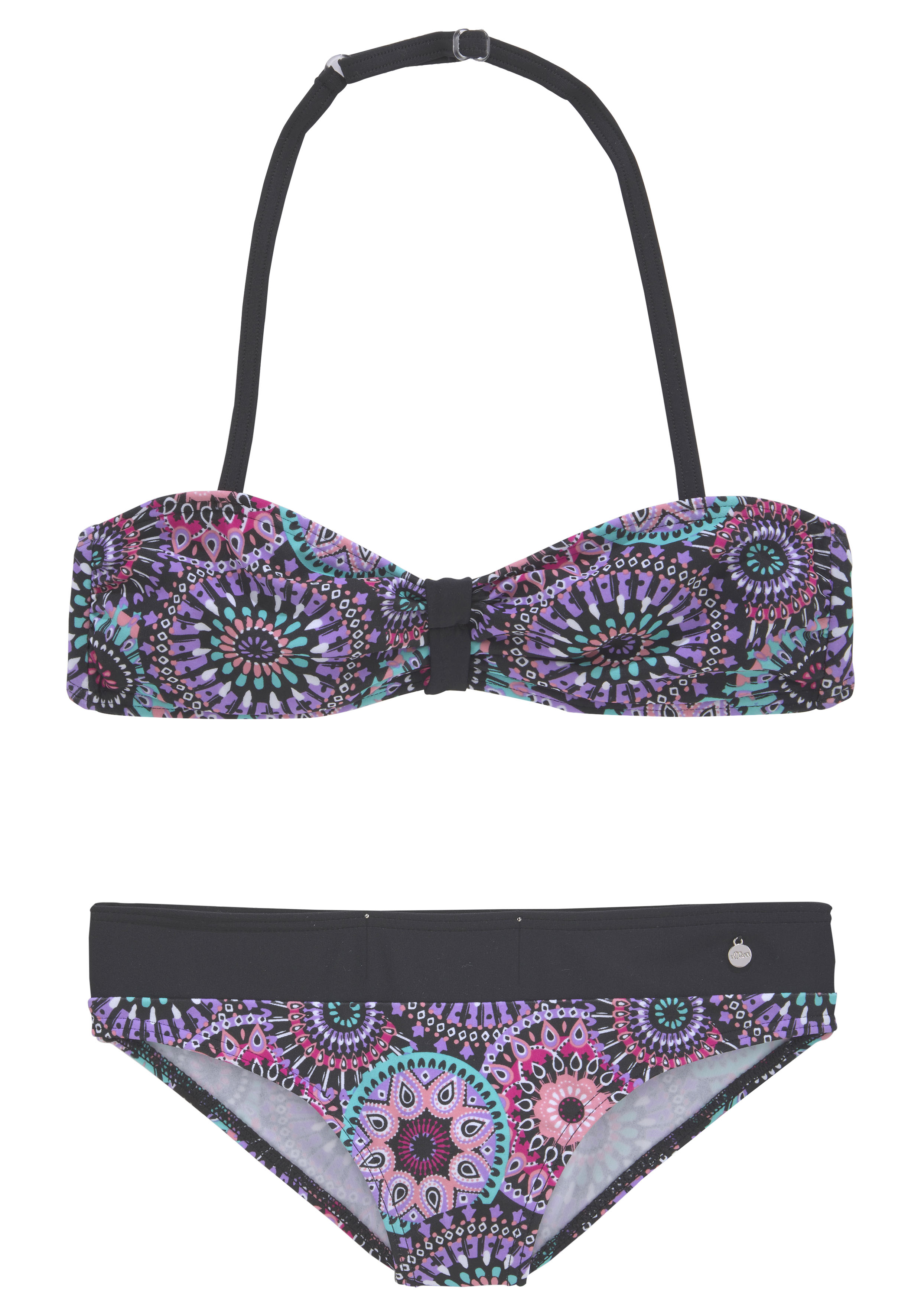 Bandeau-Bikini S.OLIVER, Kinder, Gr. 158/164, N-Gr, bunt, Polyamid, bedruckt, Bikini-Sets, mit coolem Print Image
