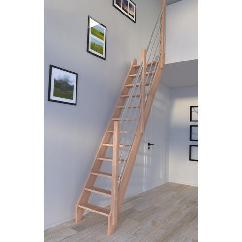 „STARWOOD Raumspartreppe „“Buche 3000, Holz-Edelstahl Rechts““ Treppen Durchgehende Wangenteile beige (natur) Treppen“