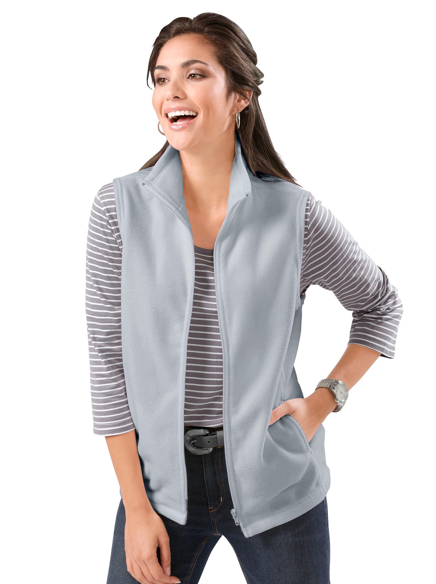 Fleeceweste CLASSIC BASICS, Damen, Gr. 50, grau, 100% Polyester, unifarben, Westen Image