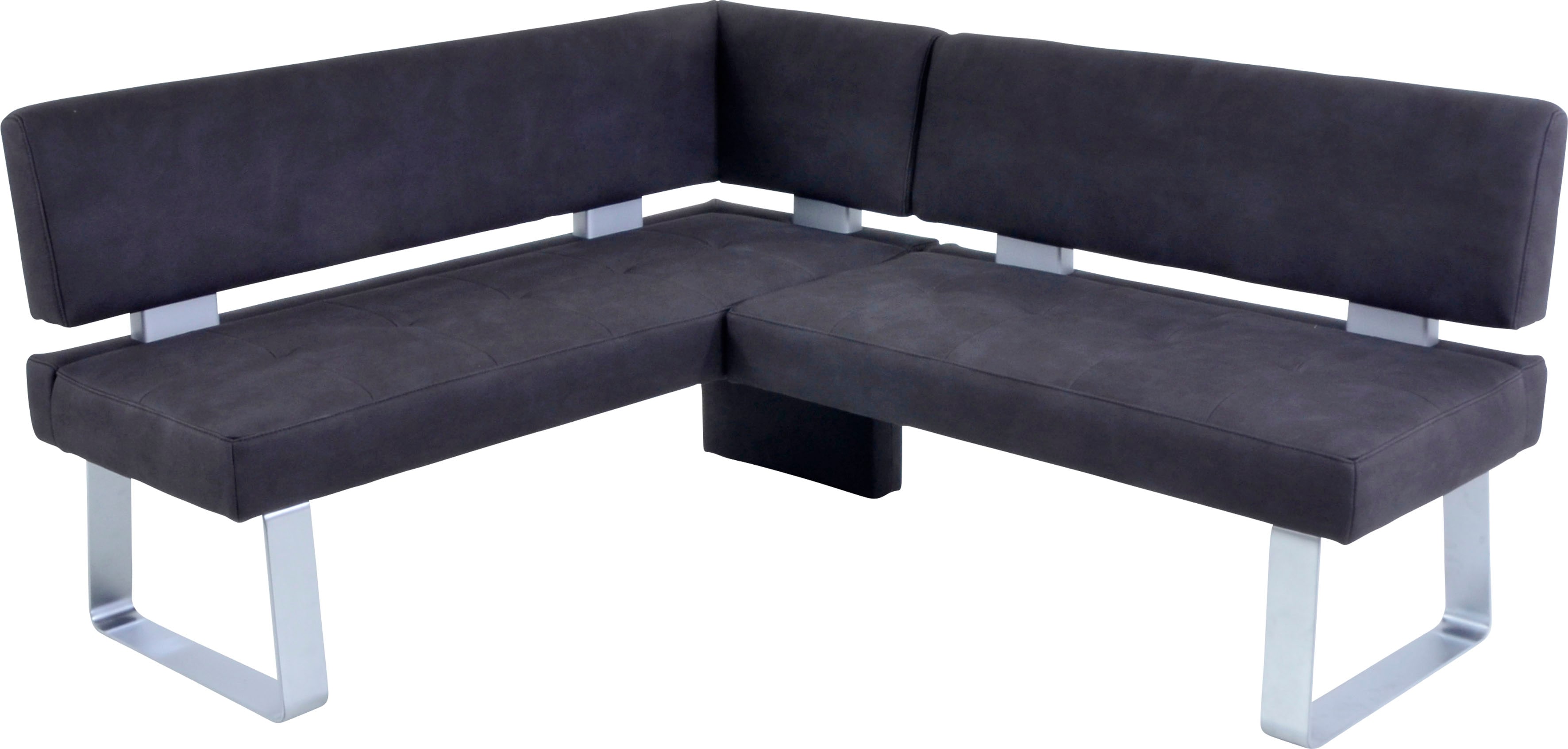 Eckbank K+W KOMFORT & WOHNEN "Santos II", schwarz, B:157cm H:87cm T:180cm, 100% Polyester, Sitzbänke, gepolstert, Eckbank, wahlweise langer Schenkel 180cm rechts oder links