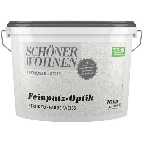 „SCHÖNER WOHNEN-FARBE Wand- und Deckenfarbe „“TRENDSTRUKTUR Feinputz-Optik fein““ Farben weiß, Strukturfarbe mit feiner Körnung – allergikergeeignet weiß (weiß, 16 kg) Wandfarbe“