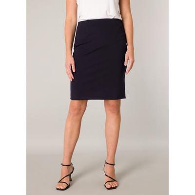 Bleistiftrock BASE LEVEL "Jane", Damen, Gr. 40, blau (navy dunkelblau), Web, Obermaterial: 65% Viskose, 30% Polyamid, 5% Elasthan, unifarben, feminin, knieumspielend, Röcke, Formgebende Nähte sorgen für den typischen Sitz Image