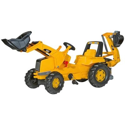 Tretfahrzeug ROLLY TOYS "CAT", gelb, Tretfahrzeuge, KinderB:53cm H:53cm T:164,5cm, Kunststoff, Kindertraktor mit Lader und Heckbagger, B:53cm H:53cm T:164,5cm