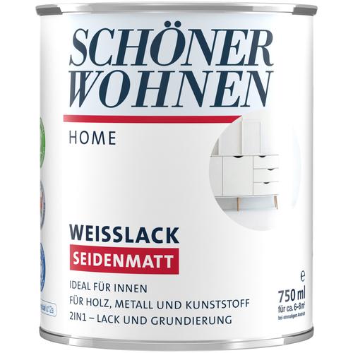 "SCHÖNER WOHNEN-KOLLEKTION Weißlack ""Home Weißlack"" Farben 750 ml, weiß, seidenmatt, ideal für innen Gr. 0,75 l, weiß Weißlacke Farben"