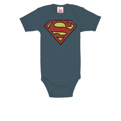 Body LOGOSHIRT Gr. 50, EURO-Größen, blau (dunkelblau) Baby Bodies mit Superman Logo-Frontdruck