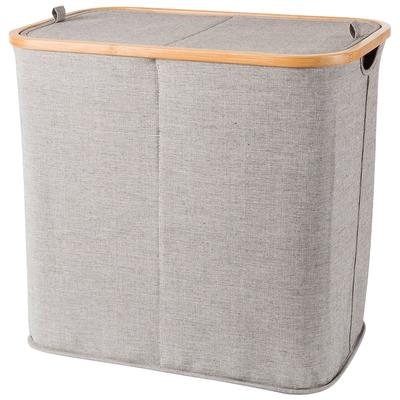 Wäschetruhe MÖVE, grau, B:54cm H:50cm T:33cm, Bambus, Wäschesammler, mit innovativen Bambusrahmen Image
