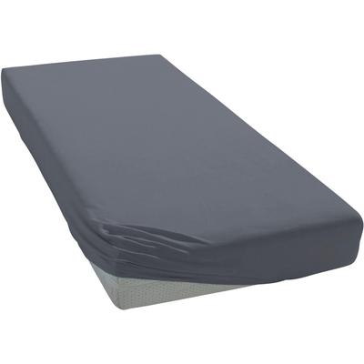 Spannbettlaken JANINE "MAKO-FEINJERSEY 5007", grau (opalgrau), B:90-100cm L:200cm, Mako-Jersey, Obermaterial: 100% Baumwolle, Laken, aus 100% Baumwolle, für Matratzen bis 26 cm Höhe Image