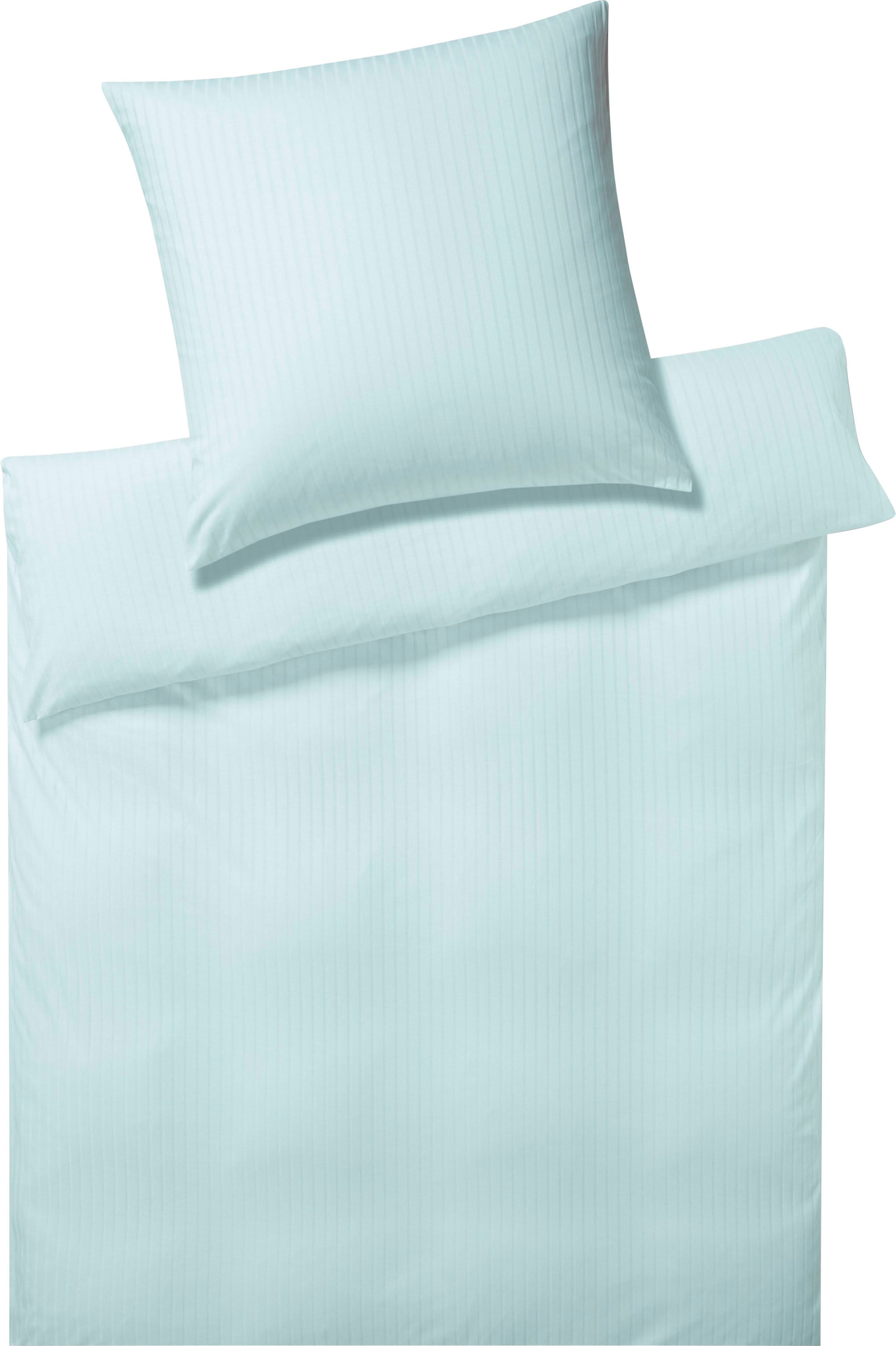 Bettwäsche ELEGANTE "Solid Stripe", grün (mint), B/L: 135cm x 200cm, 1 Stk., 1 Stk., Mako-Jersey, B/L: 80cm x 80cm, 2 Stk., Mako-Jersey, Obermaterial: 100% Baumwolle, Bettwäsche, Bettwäsche, angenehmes Hautgefühl