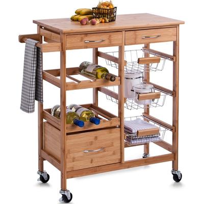 Küchenwagen HOME AFFAIRE "Bamboo", braun, B:38cm H:84cm T:66cm, Rollwagen, auf Rollen Image
