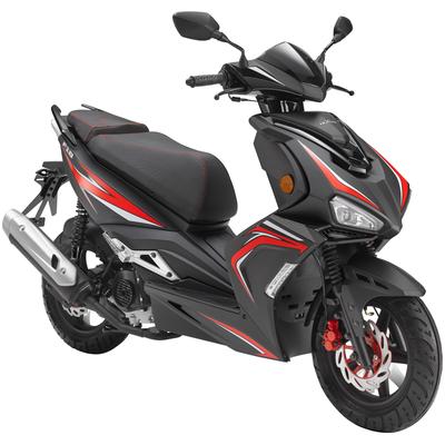 Motorroller LUXXON "F18", schwarz (schwarz, rot, schwarz), Motorroller & Mofas, 45 km/h, B:71cm H:118cm L:185cm