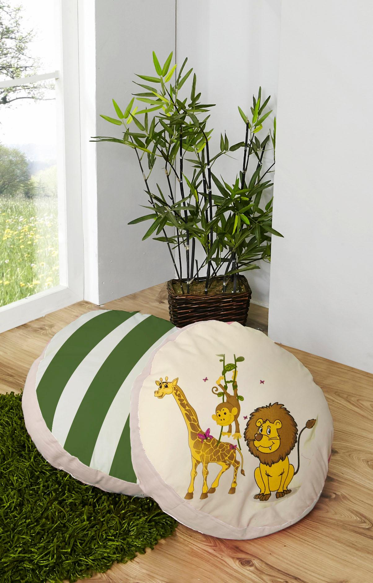 Sitzkissen TICAA, bunt (grün, gemustert), B:40cm H:12cm L:40cm, Baumwolle, Dekokissen_Sitzkissen_Kissenhüllen, Sitzkissen