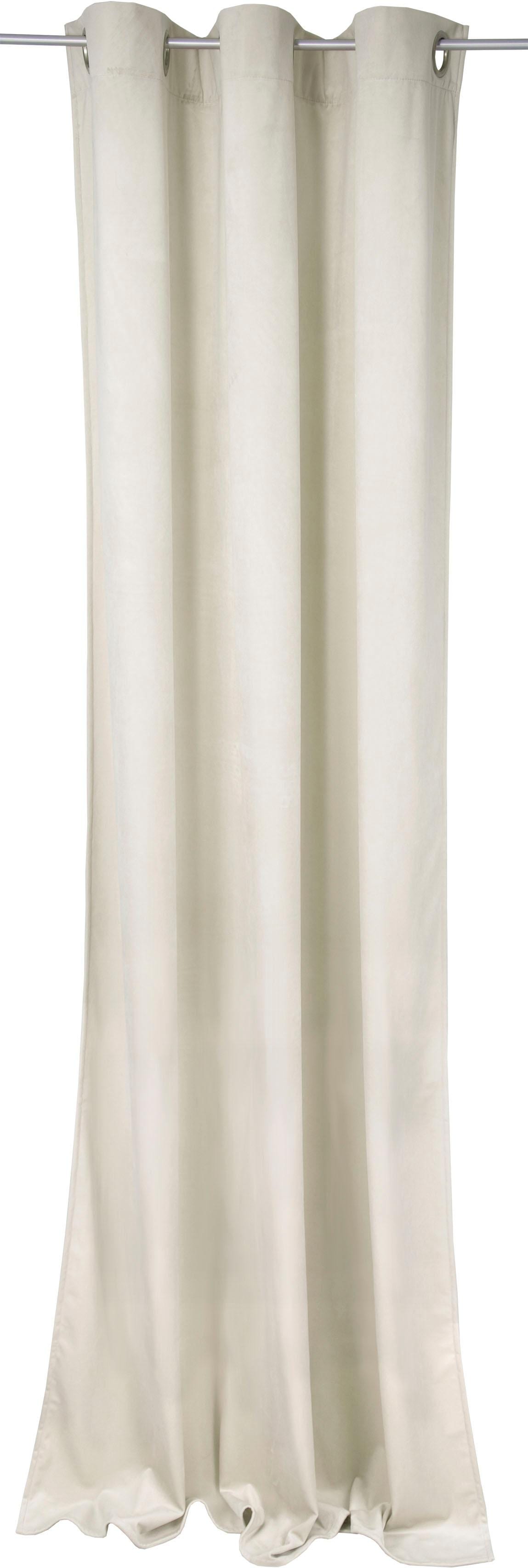 Vorhang TOM TAILOR HOME "FRENCH VELVET" Gr. 1, beige (ecru), B:130cm H:245cm, Wirkware, Polyester, Gardinen