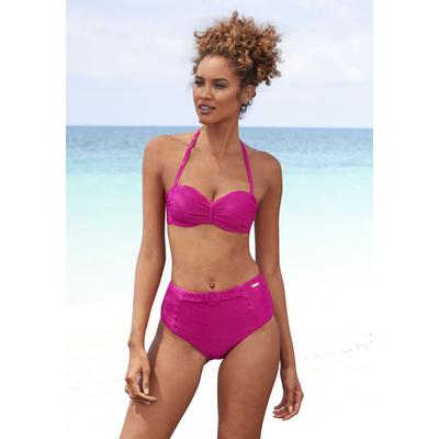 Bügel-Bandeau-Bikini-Top SUNSEEKER "Loretta", Damen, Gr. 42, Cup C, pink, Microfaser, Polyamid, unifarben, Strukturmuster, strukturiert, Bikini-Oberteile, mit Strukturmuster Image