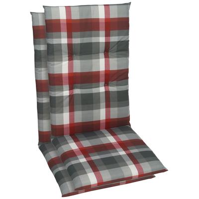Sesselauflage GO-DE, rot (rot, grau), B:108cm H:3,5cm T:48cm, Bezug: 50% Baumwolle, 50% Polyester, Polsterauflagen Image