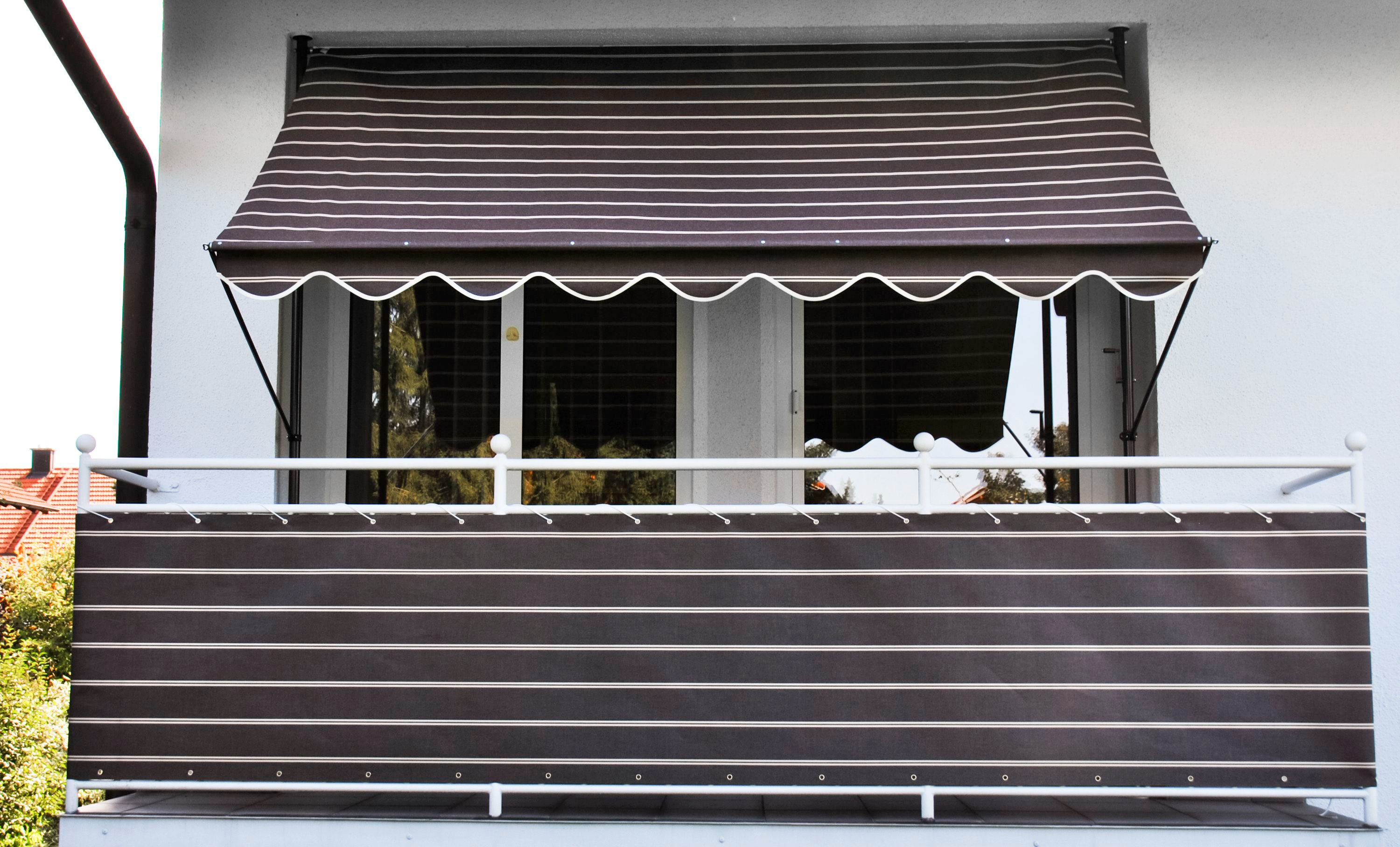 Klemmmarkise, braun (braun, weiß), B:400cm, Polyacryl, ANGERER FREIZEITMÖBEL, Markisen, braun-weiß, Ausfall: 150 cm, versch. Breiten
