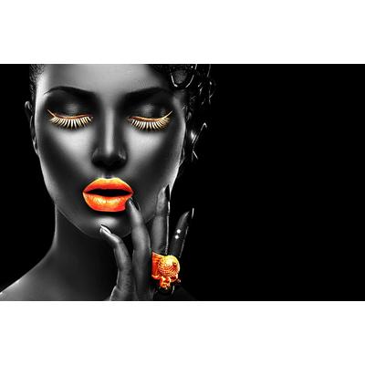 Fototapete PAPERMOON "GOLDENE LIPPEN-SCHMUCK ART DESIGN ABSTRAKT MUSTER KUNST", bunt, B:3,50m L:2,60m, Vlies, Tapeten Image