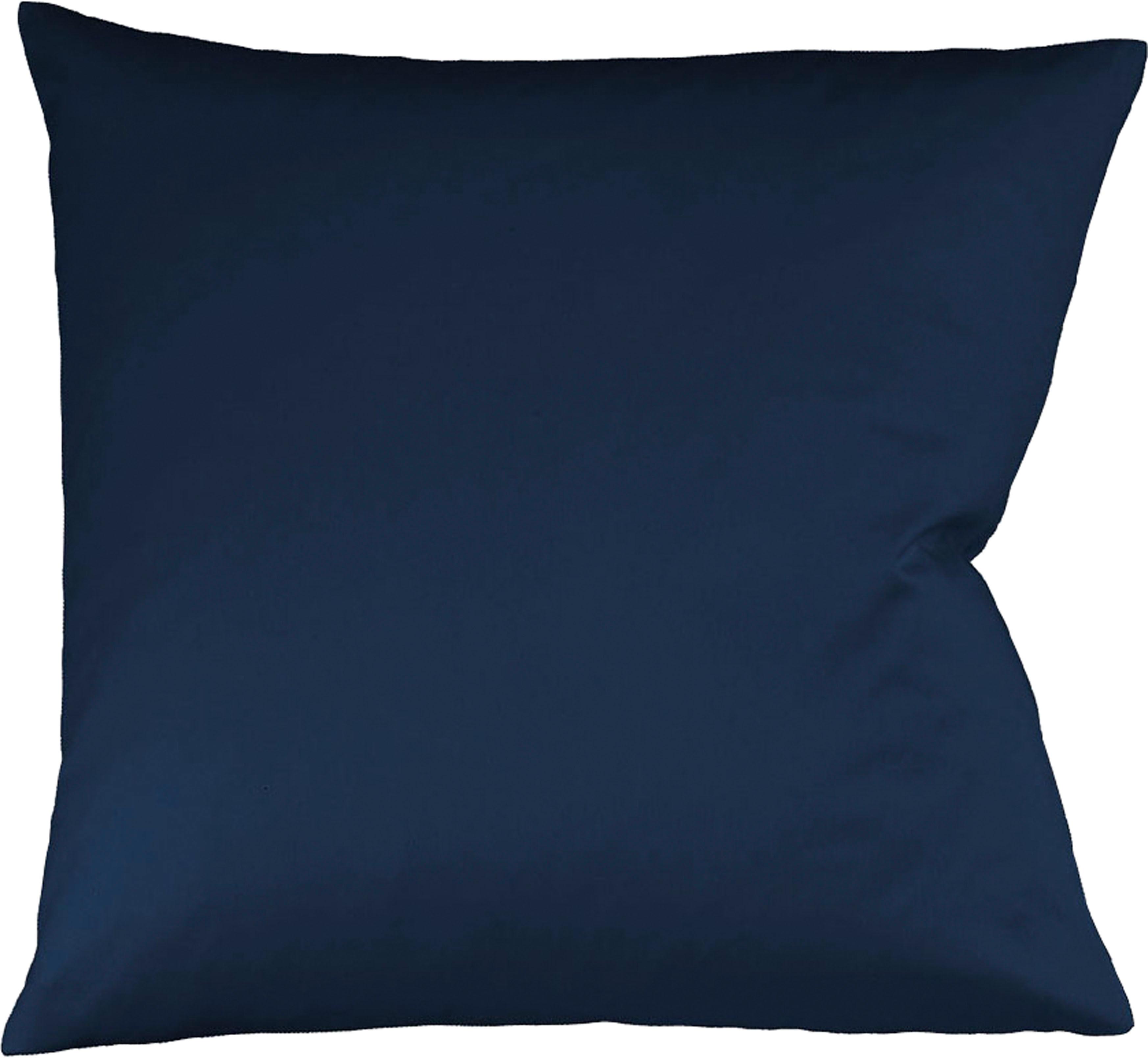 Kissenbezug FLEURESSE "Colours Mako Satin, 100% Baumwolle, mit Reißverschluss", blau (nachtblau), B:80cm L:80cm, Mako-Satin, Mako-Satin, Kissenbezüge, Mako Satin, glänzend, glatt, Premium Qualität Image