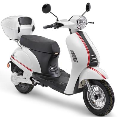E-Motorroller LUXXON "E3000", weiß, Elektromotorroller, 45 km/h, bis zu 55 km Reichweite, mit Straßenzul., 2 Sitzplätze, B:67,0cm H:109,5cm L:175,0cm