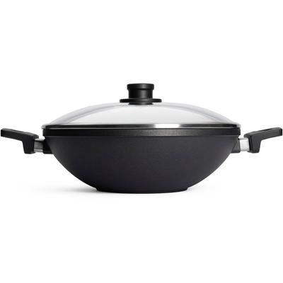 Wok WOLL MADE IN GERMANY "Nowo", schwarz, B:34cm H:15cm L:59cm Ø:32cm, Pfannen, von Hand gegossen, Ø 32 cm, Induktion, Made in Germany
