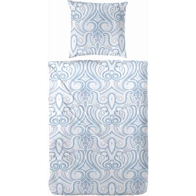 Bettwäsche PRIMERA "Eisblume", bunt (blau, grau, weiß), B/L: 135cm x 200cm, , Flanell, B/L: 80cm x 80cm, Flanell, Obermaterial: 100% Baumwolle, Bettwäsche, mit abstraktem Blumenmuster Image